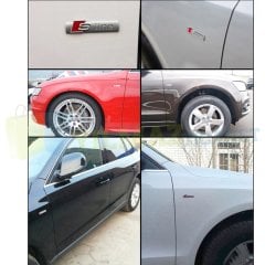 Audi S Line Yan Logo Çamurluk Arma Amblem Paslanmaz Çelik Parlak 2 Adet Yüksek Kaliteli Kalıp