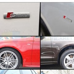 Audi S Line Yan Logo Çamurluk Arma Amblem Paslanmaz Çelik Parlak 2 Adet Yüksek Kaliteli Kalıp