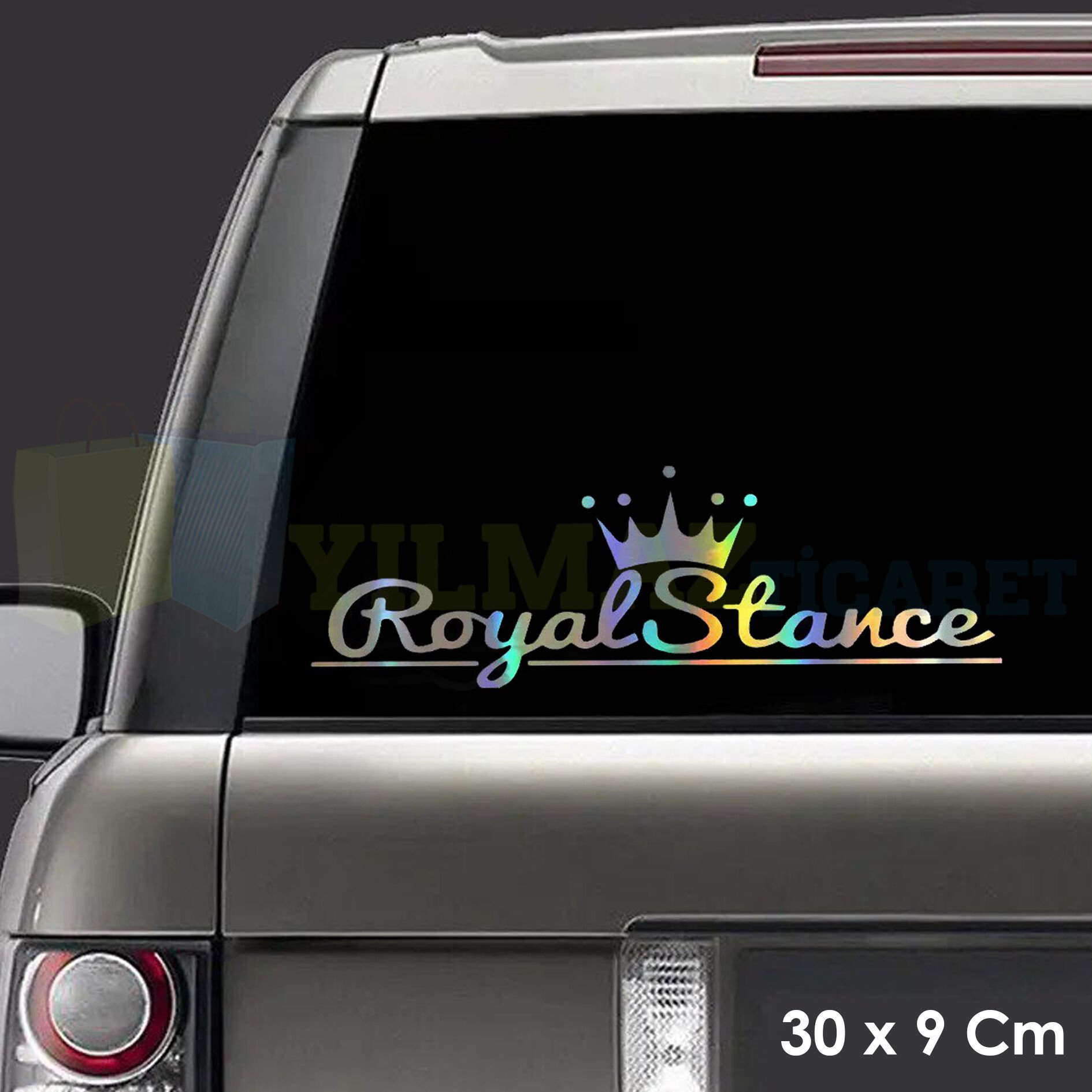 Royal Stance Yazı Renkli Hologram Araba Cam Oto Sticker Etiket Çıkartma Yapıştırma 30 x 9 Cm