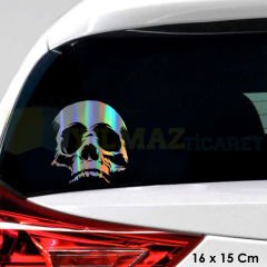 Kuru Kafa Hologram Motosiklet Araba Oto Sticker Etiket Çıkartma Renkli Yapıştırma 16 x 15 Cm
