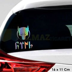 Türk Börü Göktürk Motosiklet Araba Hologram Oto Sticker Etiket Yapıştırma Renkli Çıkartma 16 x 11 Cm