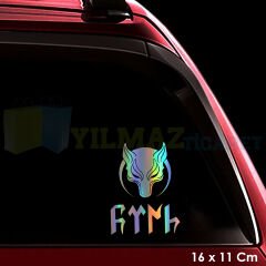 Türk Börü Göktürk Motosiklet Araba Hologram Oto Sticker Etiket Yapıştırma Renkli Çıkartma 16 x 11 Cm