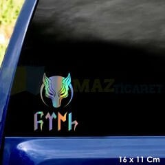 Türk Börü Göktürk Motosiklet Araba Hologram Oto Sticker Etiket Yapıştırma Renkli Çıkartma 16 x 11 Cm