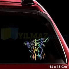 Ha Ha Ha Cam Hologram Oto Motosiklet Sticker Etiket Yapıştırma Çıkartma Aksesuar 16 x 15 Cm
