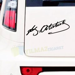 Kemal Atatürk İmza Oto Sticker Araba Etiket Araç Yapıştırma 2 Ad