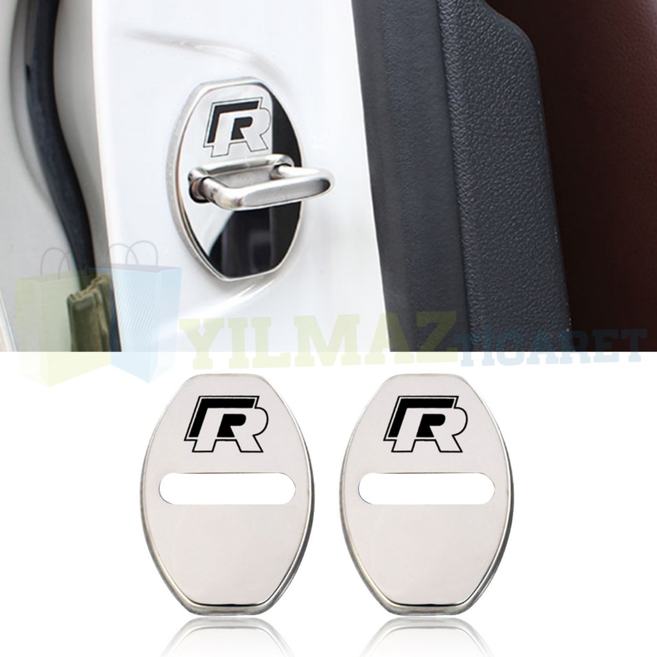 Volkswagen R Logo Kapı Kilit Kaplama Polo Scirocco Metal 2 Adet