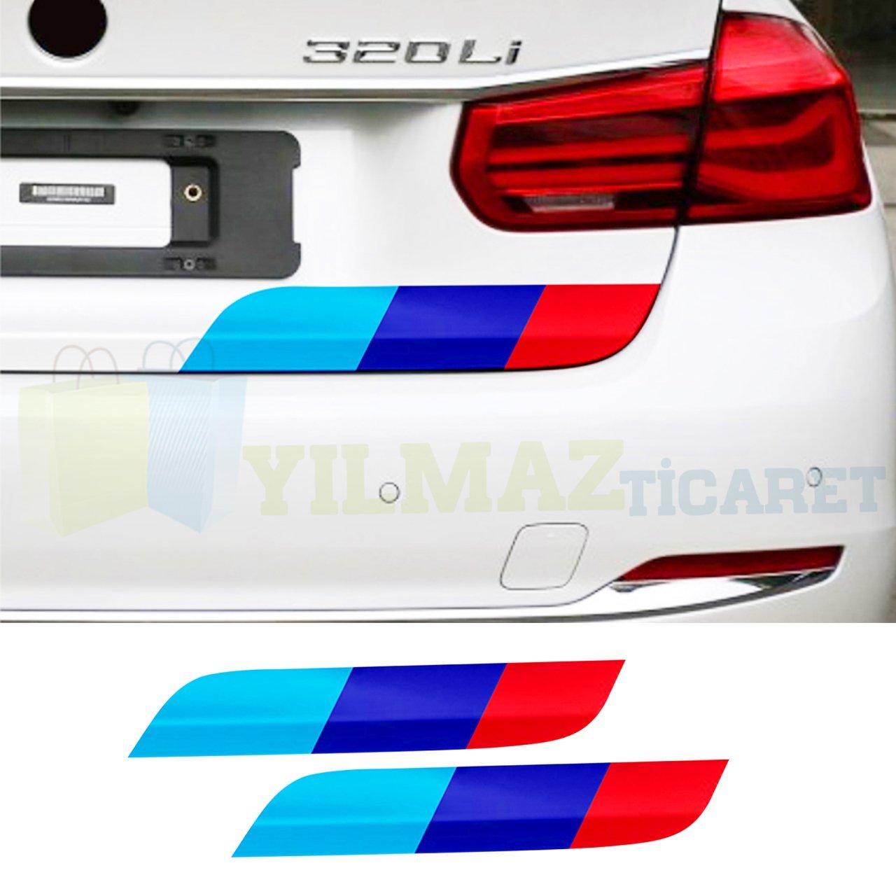 Bmw M Şerit Oto Sticker Bagaj Tampon Şerit Etiket Yapıştırma 2 Adet