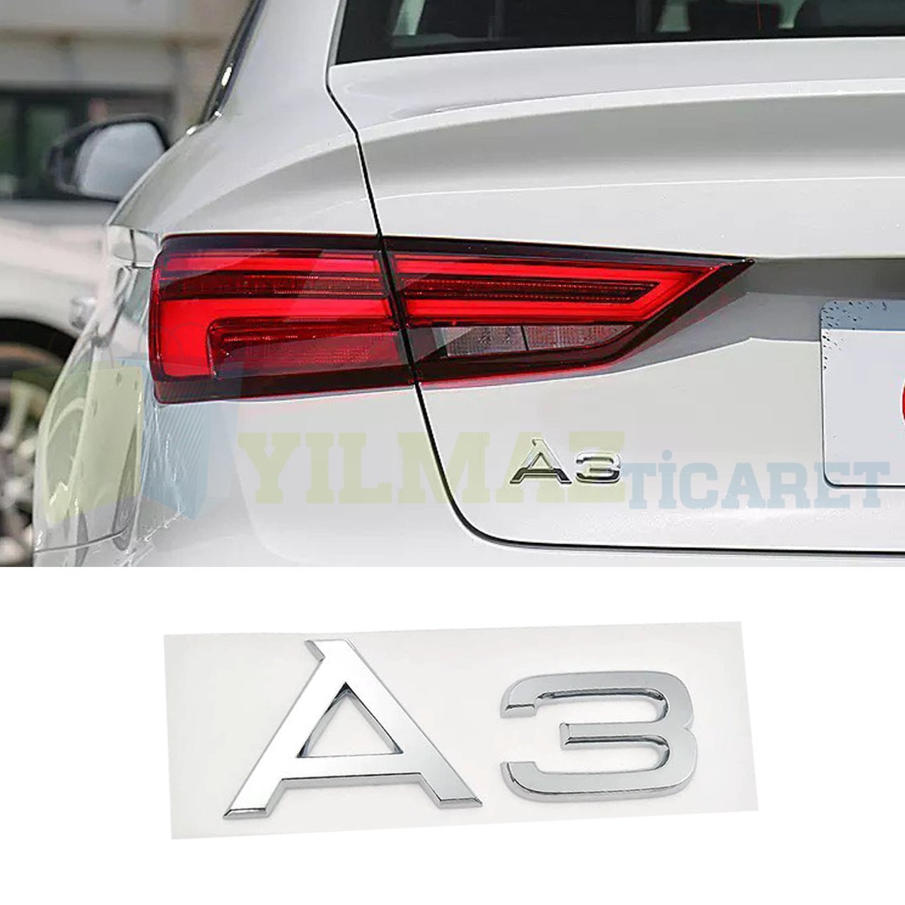 Audi A3 Yazı Arka Bagaj Logo Amblem Arma Plastik 3M Yapıştırma Yüksek Kalite
