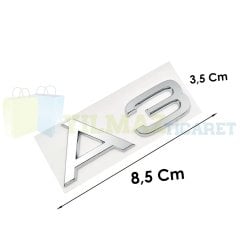 Audi A3 Yazı Arka Bagaj Logo Amblem Arma Plastik 3M Yapıştırma Yüksek Kalite