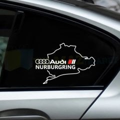 Audi Logo Arma Nürburgring Cam Oto Sticker Etiket Yapıştırma
