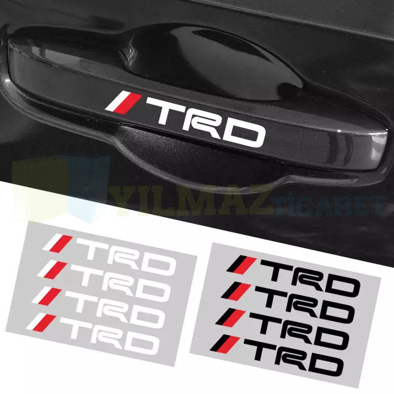 Toyota TRD Kapı Kolu Jant Silecek Oto Sticker Yapıştırma 6 Adet