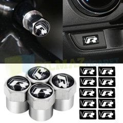Volkswagen R Logo Sibop Kapağı Metal Jant Vites Torpido Direksiyon R Logo Damla Sticker Etiket 10 Ad