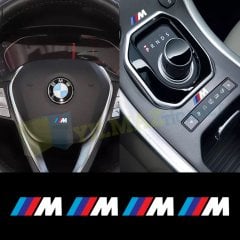 Bmw M Logo Torpido Ayna Kapı Kolu Direksiyon Oto Sticker 4 Adet