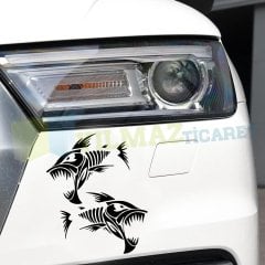 Kızgın Köpek Balığı Shark Oto Sticker Yapıştırma Etiket 1 Çift