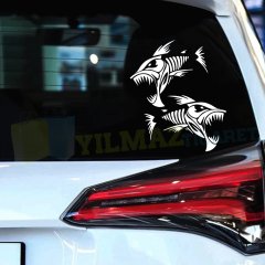 Kızgın Köpek Balığı Shark Oto Sticker Yapıştırma Etiket 1 Çift