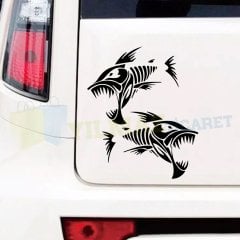 Kızgın Köpek Balığı Shark Oto Sticker Yapıştırma Etiket 1 Çift