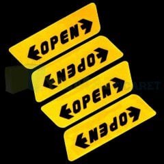 Araba Kapı Open Oto Sticker Etiket Yapıştırma Çıkartma 4 Adet Kaliteli Folyo 10 x 3 Cm
