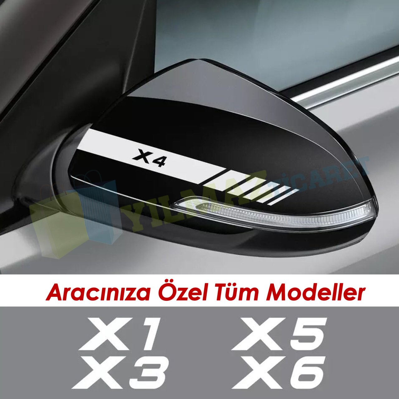 Bmw X1 X2 X3 X4 X5 X6 X7 Yan Ayna Şerit Oto Sticker Etiket 2 Adet