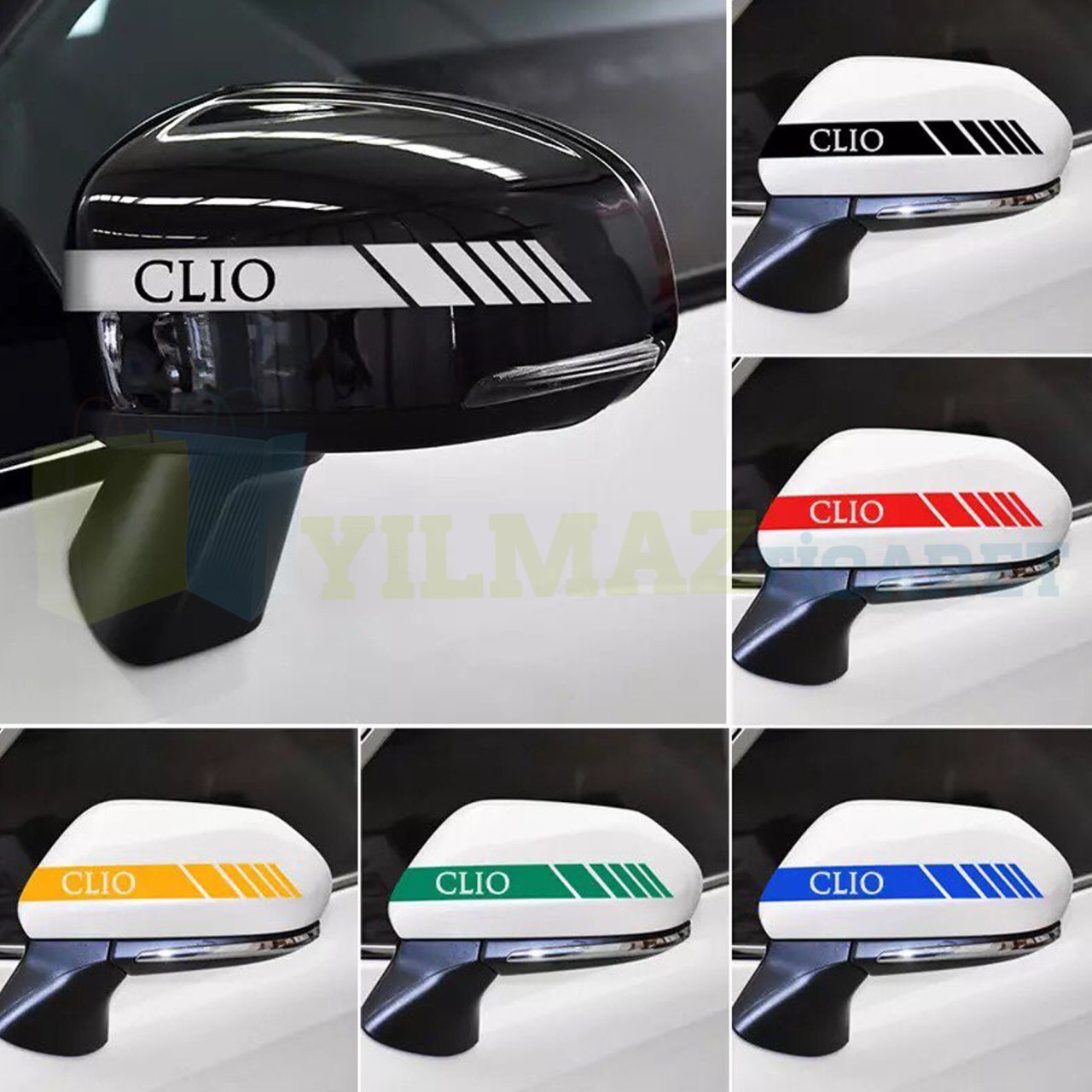 Renault Clio Yan Ayna Şerit Sticker Çıkartma Yapıştırma Araç Etiket 6 Adet Kaliteli Folyo
