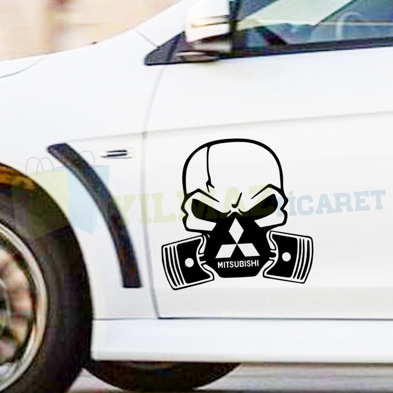 Mitsubishi Logo Arma Kurukafa Oto Sticker Araba Yapıştırma Etiket