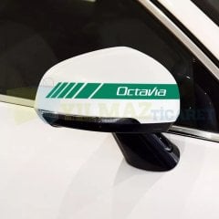 Skoda Octavia Yan Ayna Şerit Sticker Çıkartma Yapıştırma Araç Etiket 6 Adet Kaliteli Folyo