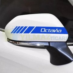 Skoda Octavia Yan Ayna Şerit Sticker Çıkartma Yapıştırma Araç Etiket 6 Adet Kaliteli Folyo