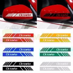 Skoda Octavia Yan Ayna Şerit Sticker Çıkartma Yapıştırma Araç Etiket 6 Adet Kaliteli Folyo