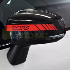 Skoda VRS Yan Ayna Şerit Sticker Çıkartma Yapıştırma Araç Etiket 6 Adet Kaliteli Folyo