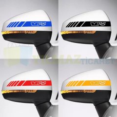 Skoda VRS Yan Ayna Şerit Sticker Çıkartma Yapıştırma Araç Etiket 6 Adet Kaliteli Folyo