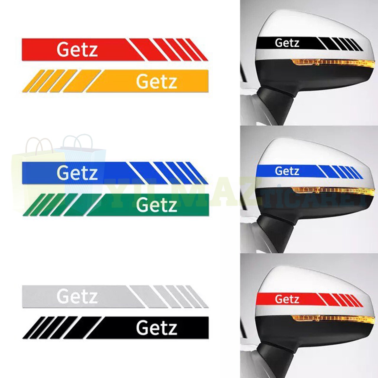 Hyundai Getz Yan Ayna Kapağı Şerit Sticker Çıkartma Yapıştırma Araç Etiket 6 Adet Kaliteli