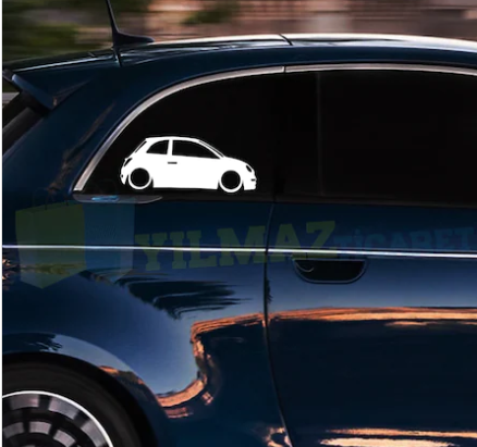Fiat 500 Basık Araç Kelebek Cam Oto Sticker Araba Yapıştırma 2 Ad