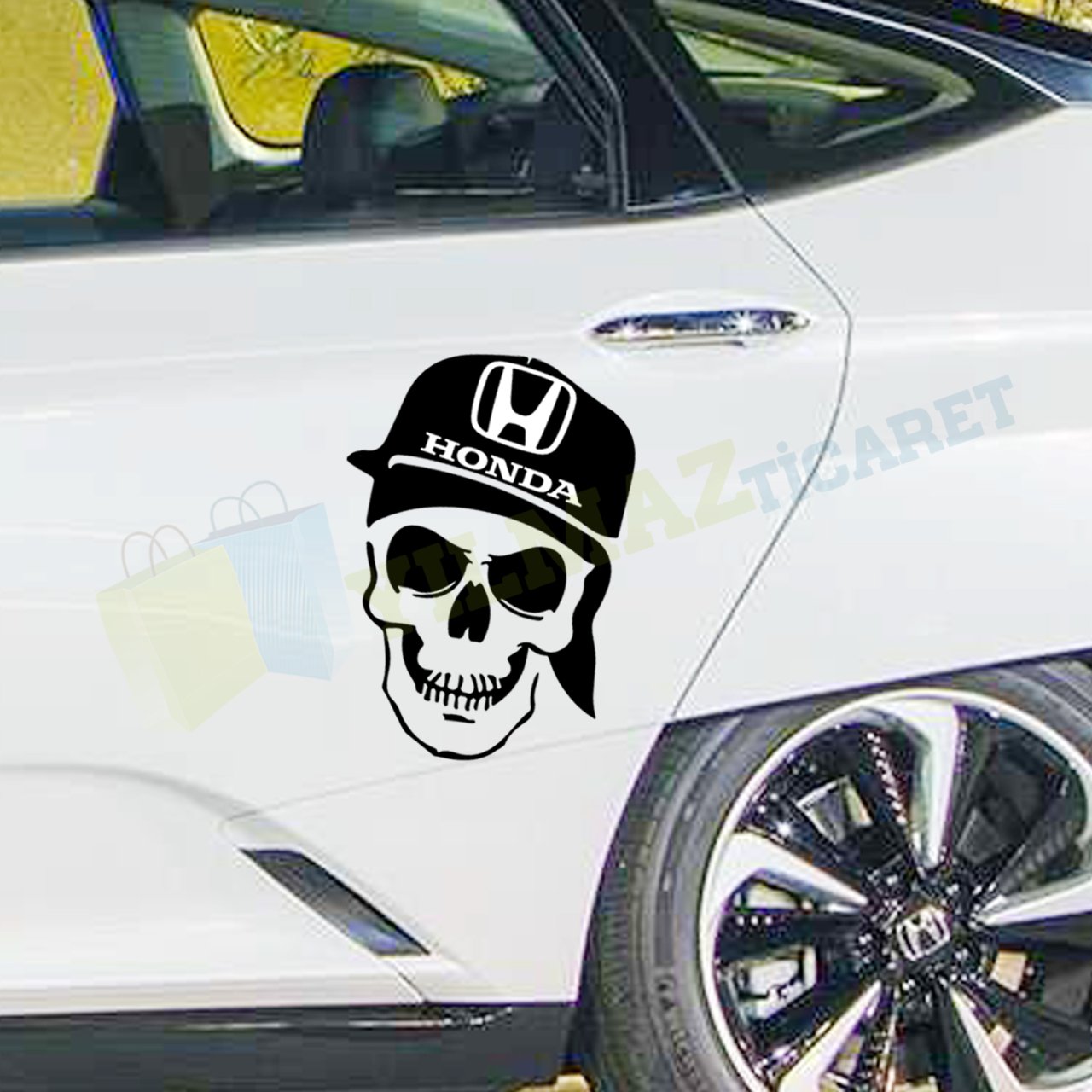Honda Kurukafa Oto Sticker Araba Kaput Etiket Çıkartma Yapıştırma
