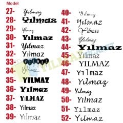 Kişiye Özel İsim Yazı Oto Sticker Motosiklet Araba Etiket 2 Adet