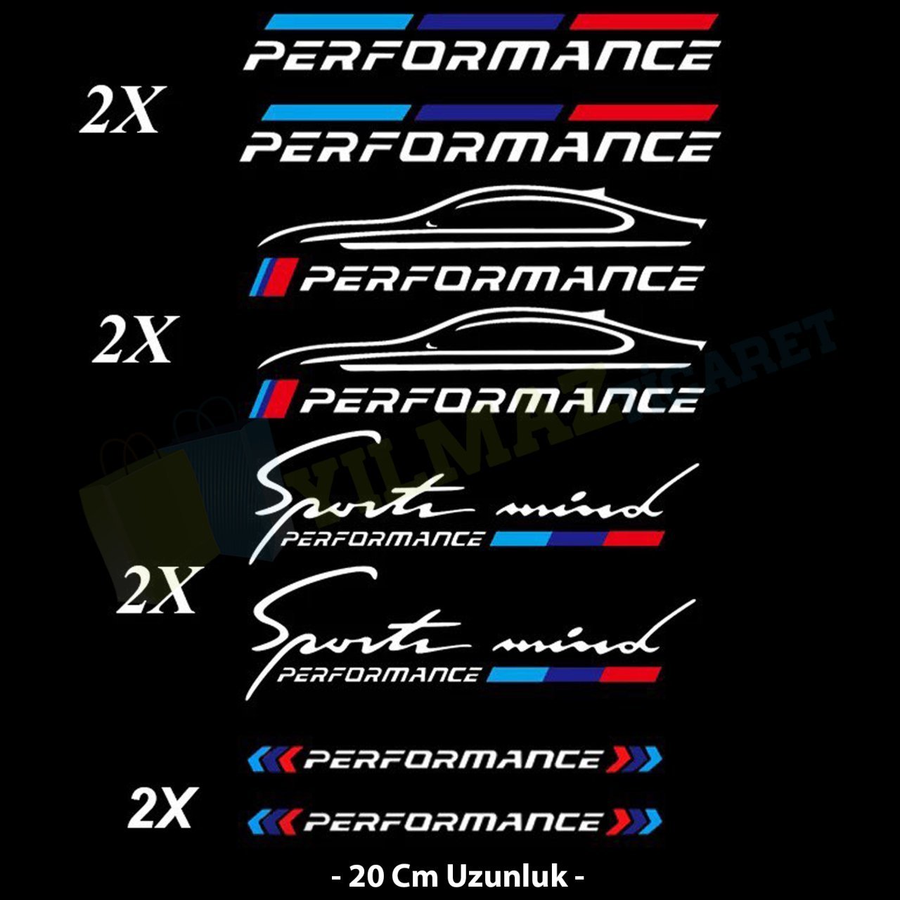 Bmw M Performance Oto Sticker Set Etiket Yapıştırma 8 Parça