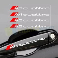 Audi Quattro A1 A2 A3 A4 A5 A6 Kapı Kolu Oto Sticker Etiket 4 Ad