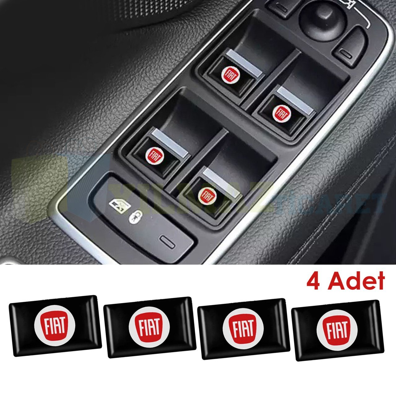 Fiat Logo Direksiyon Jant Vites Torpido Damla Oto Sticker 4 Adet