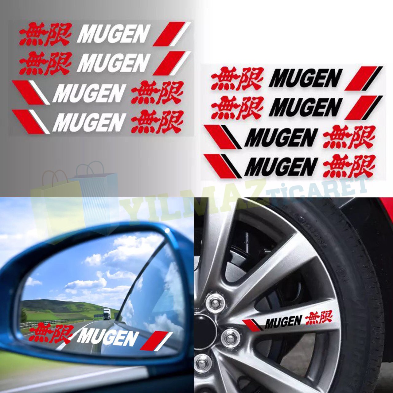 Honda Mugen Logo Kapı Kolu Jant Ayna Oto Sticker Yapıştırma 4 Ad