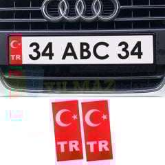 Türk Bayrağı Ön Cam Sticker Yapıştırma Tr Plaka Damla Silikon Etiket Araba 3 Parça