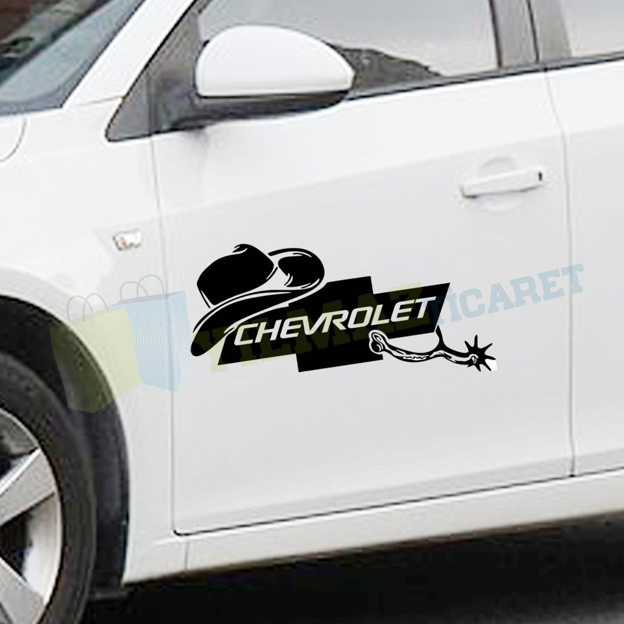 Chevrolet Kovboy Şapka Yan Kapı Altı Cam Kaput Oto Sticker Etiket