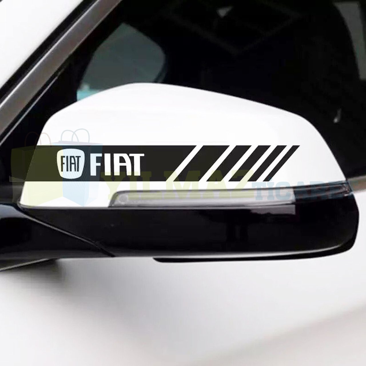 Fiat Logo Arma Yan Ayna Kapağı Şerit Sticker Etiket Yapıştırma 3 Çift