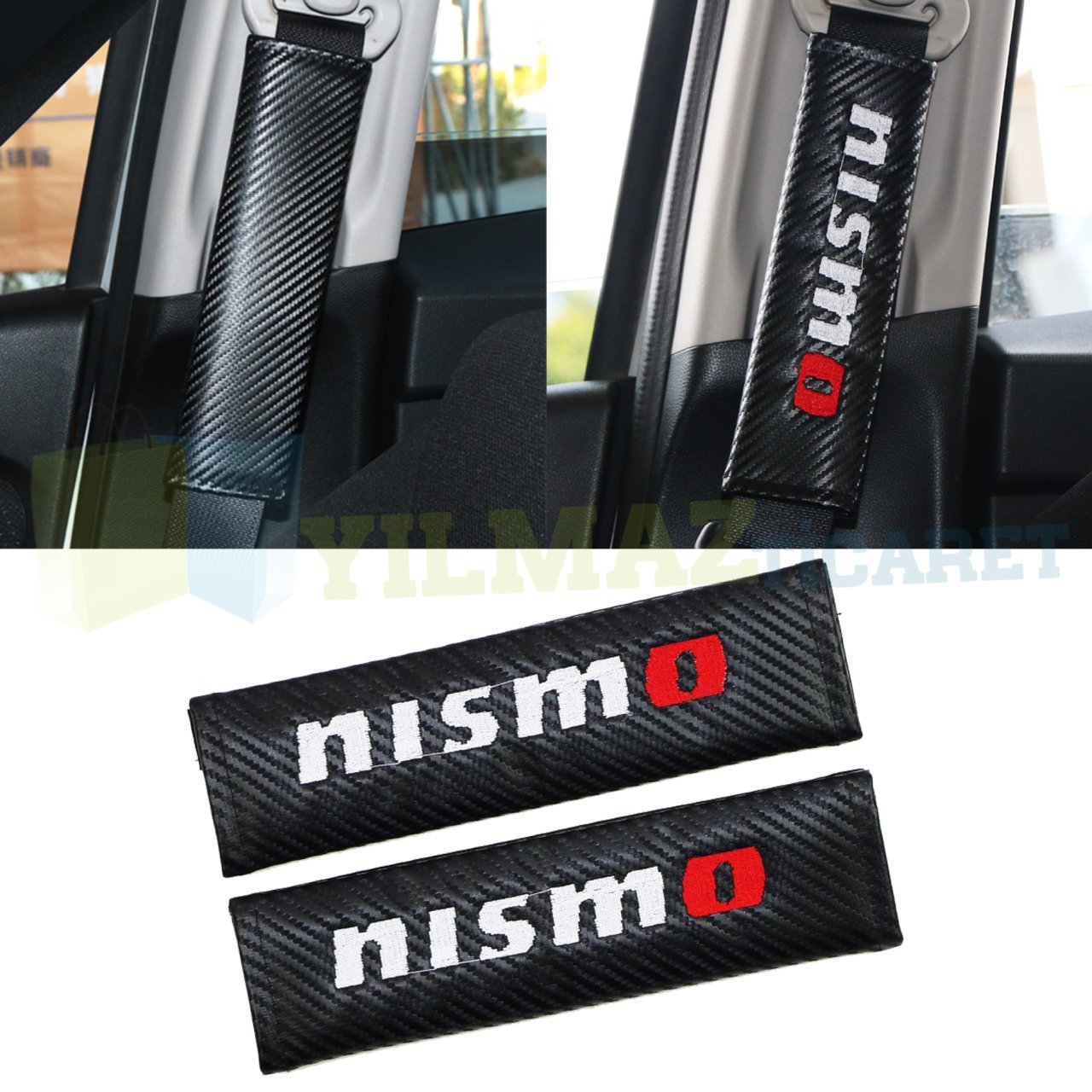 Nissan Nismo Logo Arma Emniyet Kemer Pedi Amblem Nakış Karbon 2 Adet Yüksek Kalite