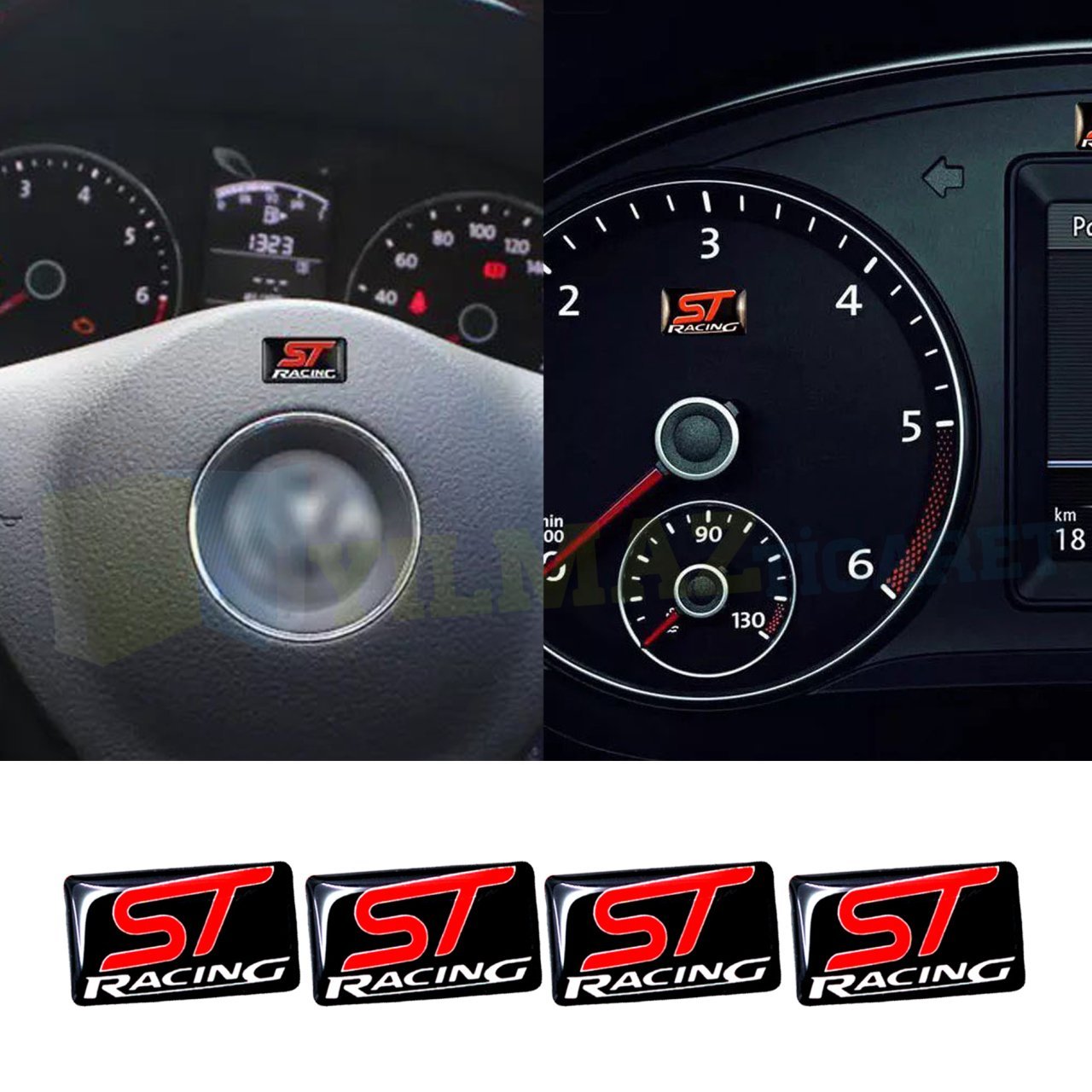 Ford St Logo Direksiyon Jant Vites Torpido Damla Oto Sticker Yapıştırma 4 Adet