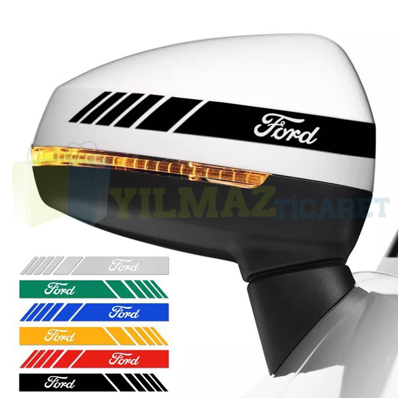 Ford Logo Arma Dikiz Yan Ayna Kapağı Şerit Sticker Araba Etiket Araç Yapıştırma 3 Çift