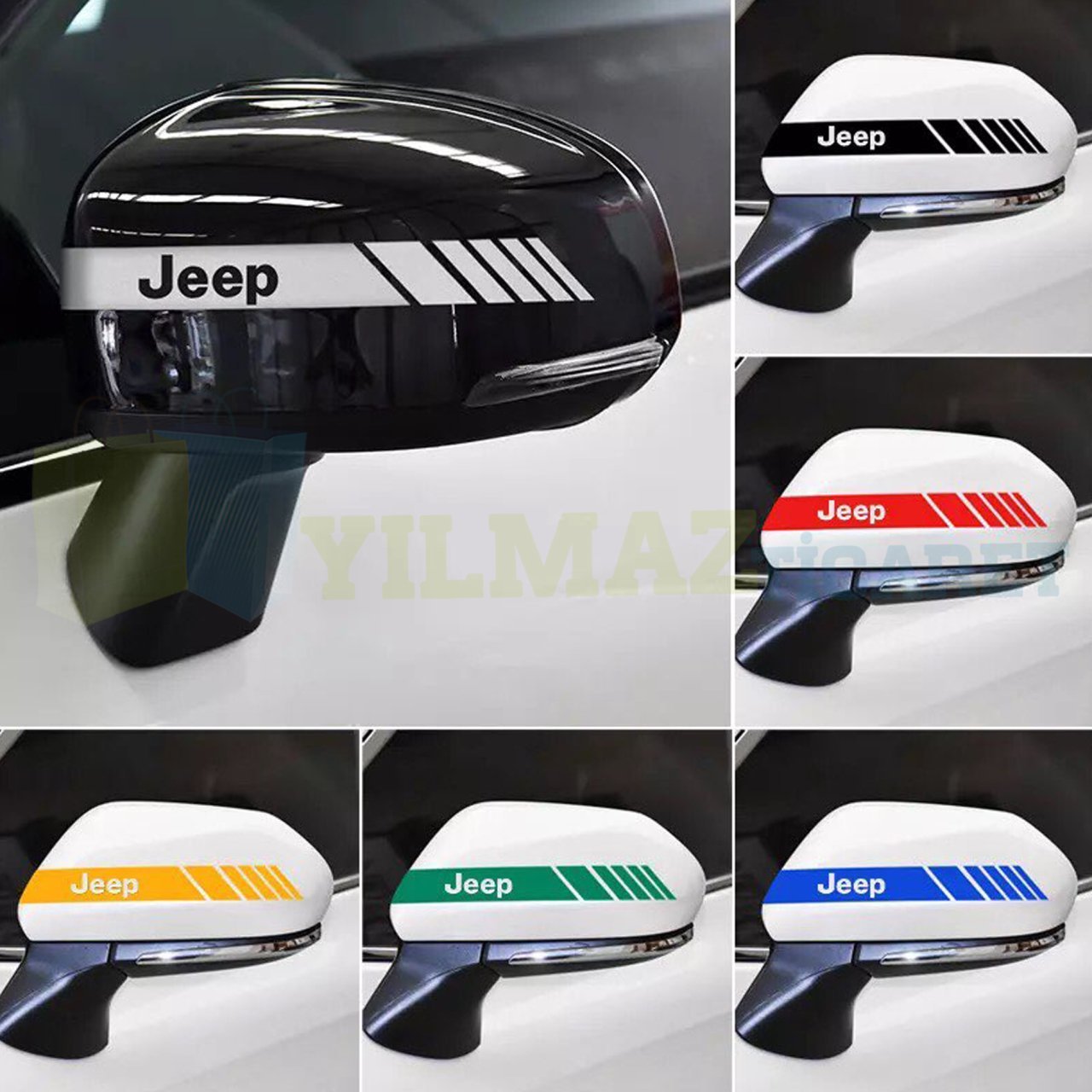 Jeep Yazı Dikiz Yan Ayna Kapağı Oto Şerit Sticker Araba Etiket Araç Yapıştırma 3 Çift