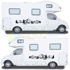Karavan Araba Dağ Oto Sticker Yapıştırma Etiket Büyük 2 Adet