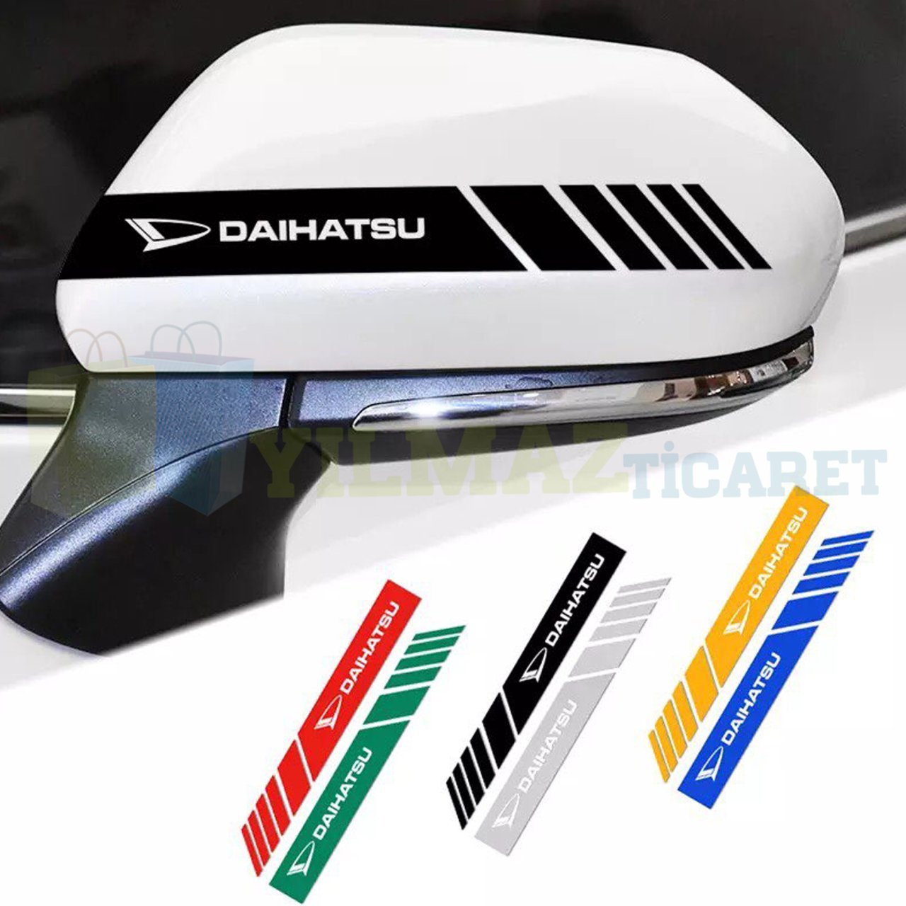 Daihatsu Logo Dikiz Yan Ayna Kapağı Oto Şerit Sticker Araba Etiket Araç Yapıştırma 3 Çift