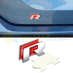 Volkswagen R Bagaj Logo Amblem Passat Gold Tiguan Jetta Paslanmaz Çelik Siyah-Kırmızı Yüksek Kalite
