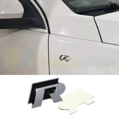 Volkswagen R Bagaj Logo Passat Gold Tiguan Jetta Metal Siyah