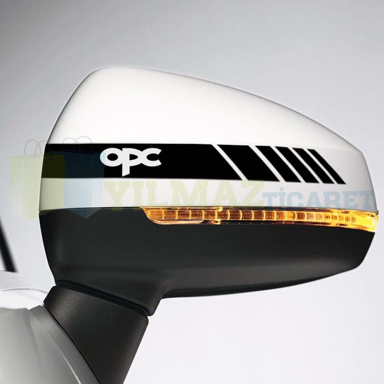 Opel Opc Logo Dikiz Yan Ayna Kapağı Oto Şerit Sticker Araba Etiket Araç Yapıştırma 3 Çift