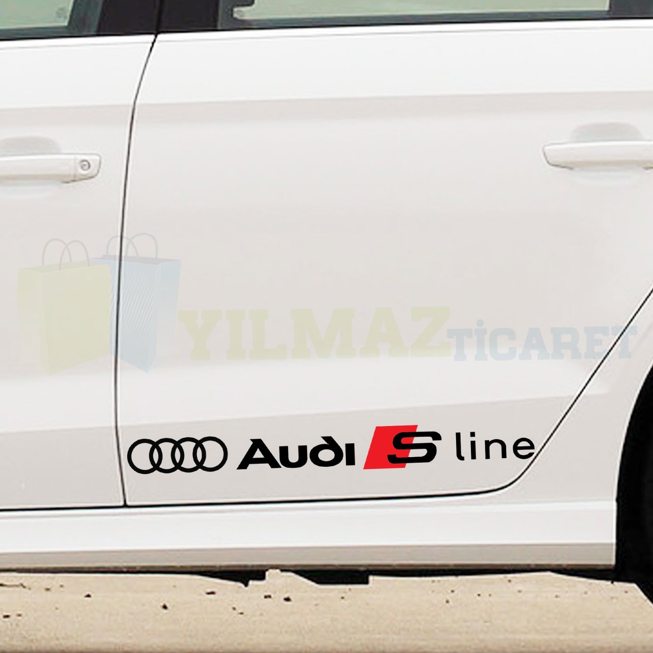 Audi S Line Logo Yan Kapı Altı Marşpiyel Oto Sticker Yapıştırma Etiket 2 Adet